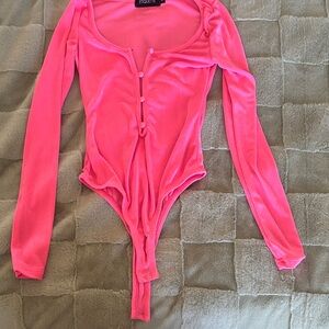 Chic Vibrant Neon Pink Bodysuit